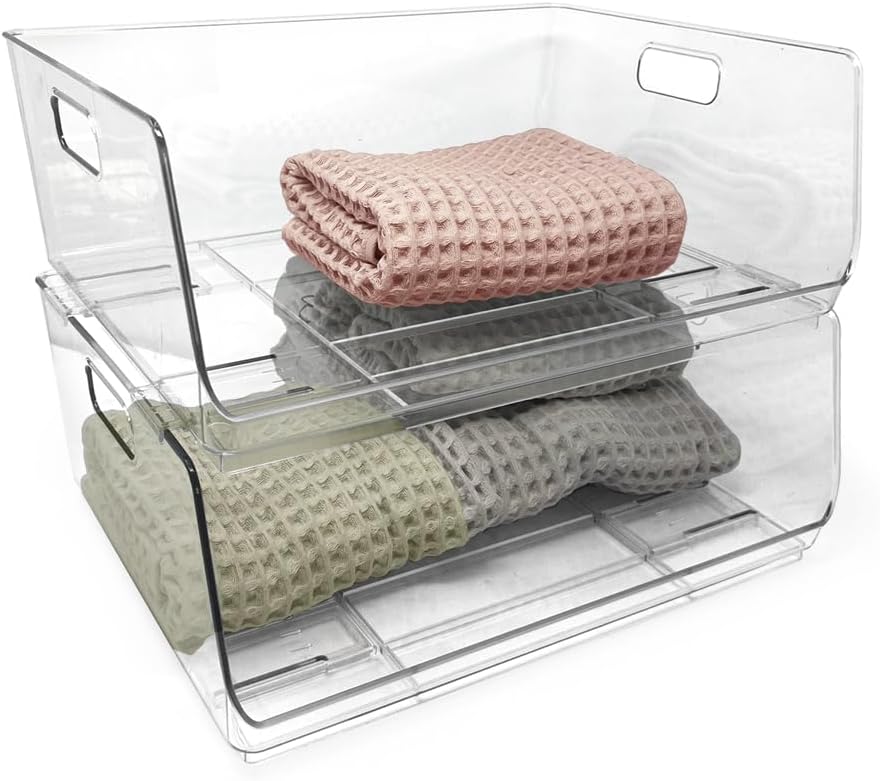 Isaac Jacobs 2-Piece (16" x 12" x 6.1") X-Large Wide Stackable...