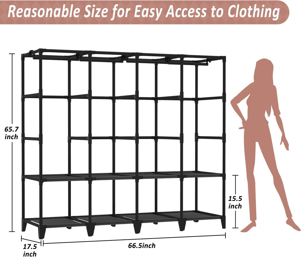 Wardrobe Closet, Quick and Easy Assembly, Gray Portable Closet