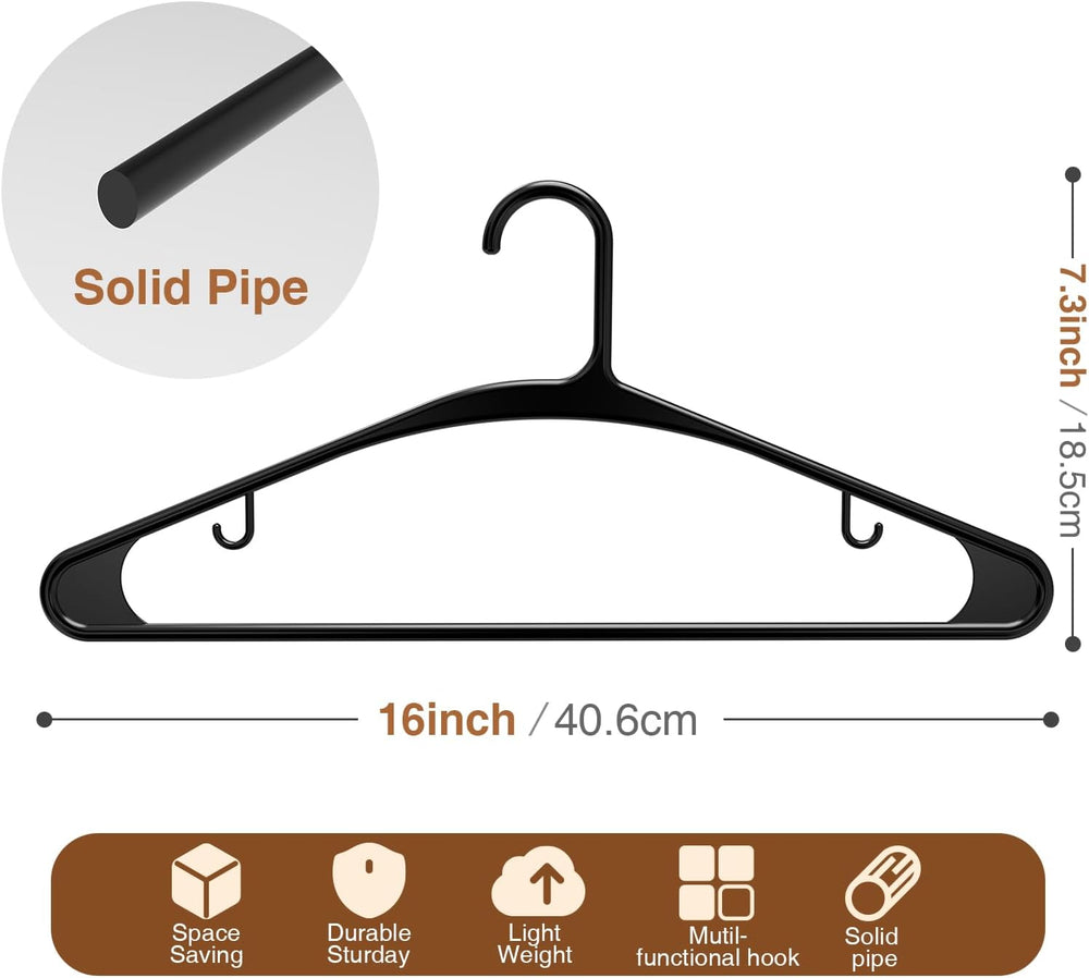 Black Plastic Hangers 100 Pack Slim Clothes Hangers with Strap Hook
