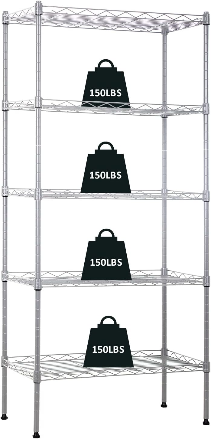 NChanmar 5-Tier Metal Shelving Unit Storage Shelves Metal Shelves 48"x21...