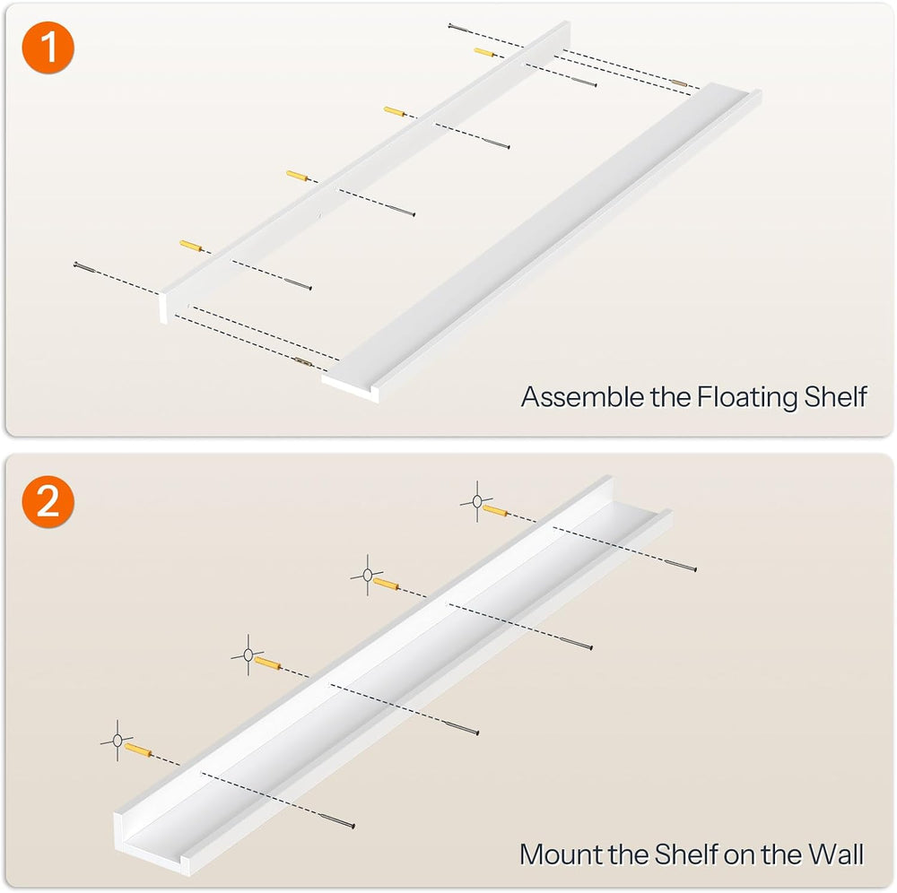 HOOBRO Floating Shelves, Wall Shelf Set of 3, 47.2 Inches Hanging Shelf
