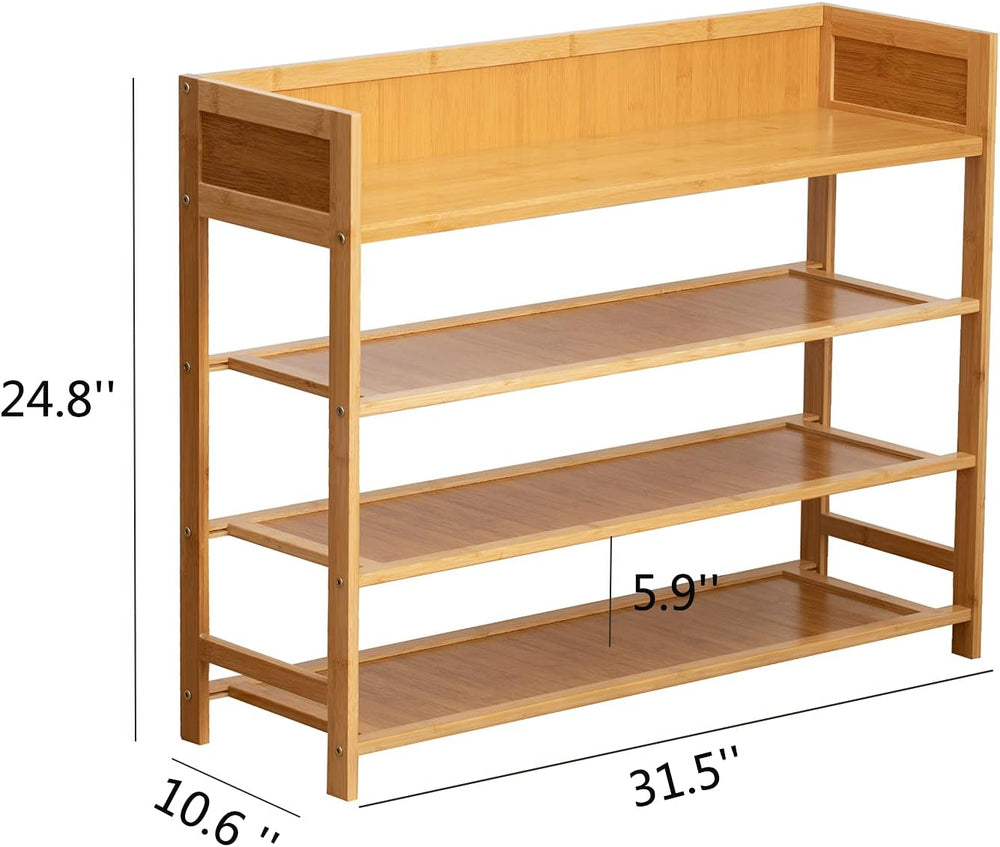 SOBIBO Bamboo Shoe Rack for Closet, 4-Tier Shoe Organizer, Natural, 31.5'...