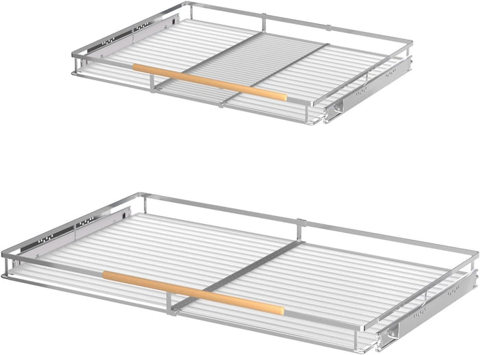 Pull-Out Cabinet Organizer, Stainless, 12.1-18.4 In, 2 Pack