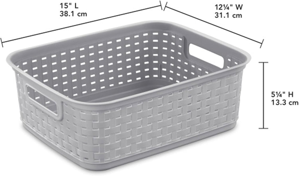 Sterilite Short Plastic Weave Storage Basket, Bin Organization for Countertop...