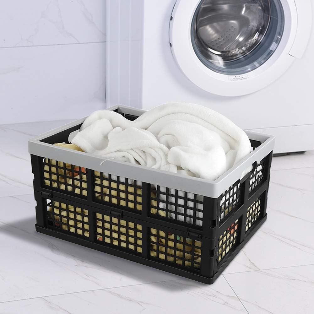 Kekow 30 L Black Plastic Collapsible Storage Basket, 3-Pack
