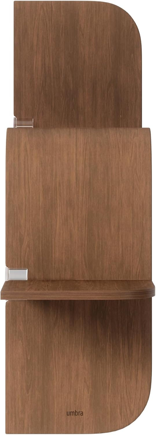 Umbra Montage Floating Wall Shelf, Wood Wall Mount Display Case, Walnut
