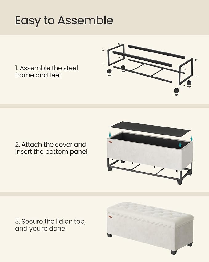 SONGMICS Velvet Storage Ottoman Bench, Foot Rest