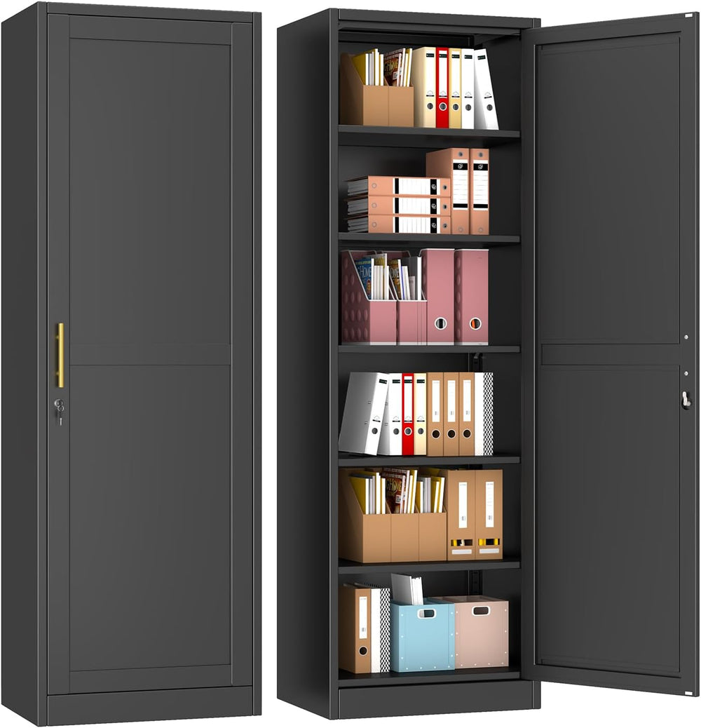 67" Black Lockable Metal Storage Cabinet