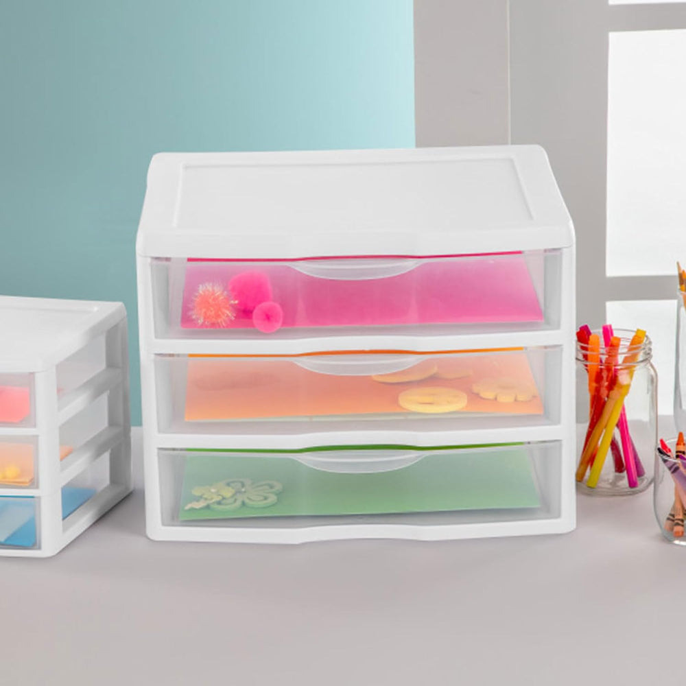 Sterilite Wide 3-Drawer Storage Unit for Bedroom and Dresser, 3-Pack
