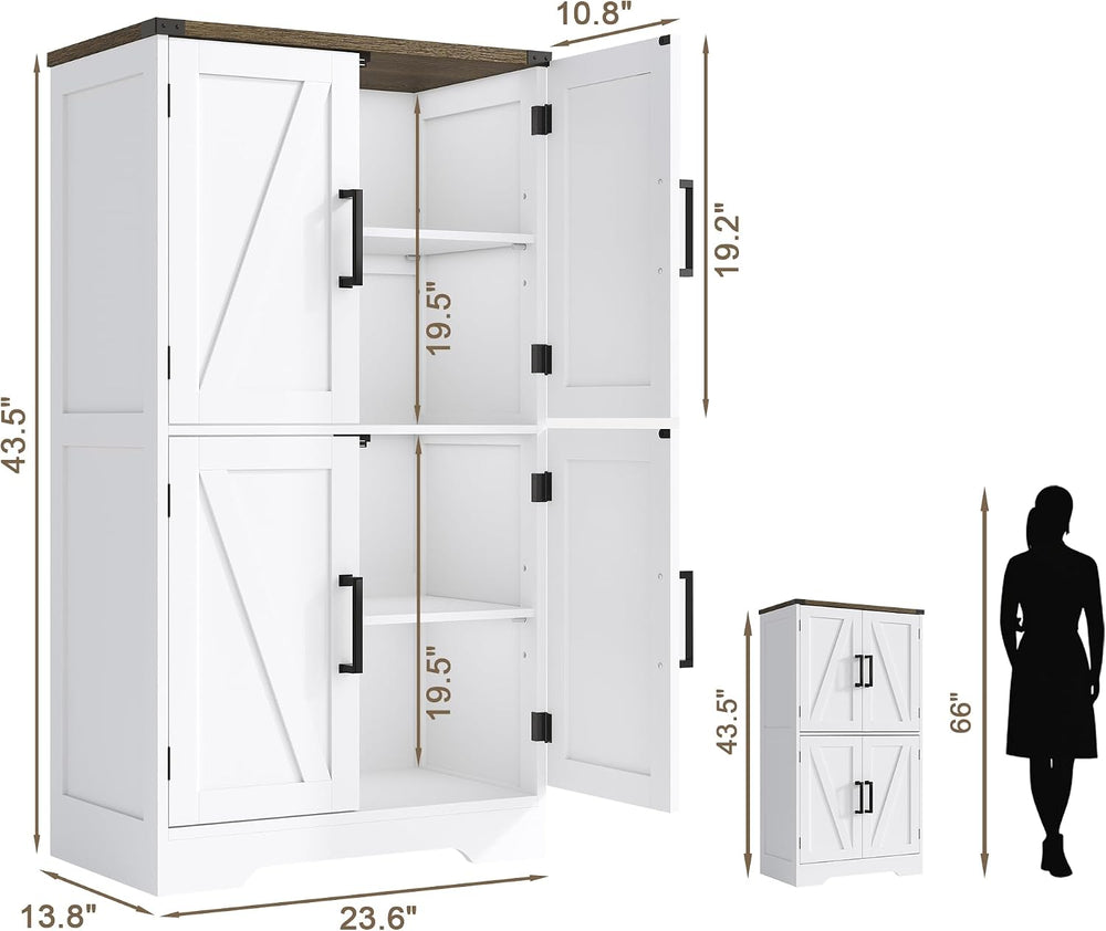 Treocho Farmhouse Bathroom Floor Cabinet with Adjustable Shelves