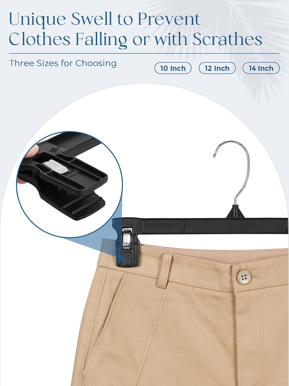 Smartor Black Pants Hangers 300 Pack, Skirt Hangers with Clips, 14 Inch