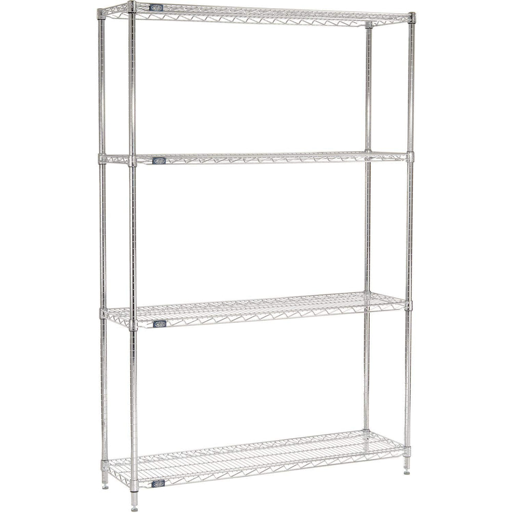 Nexel 14" x 48" x 74", 4 Tier Adjustable Wire Shelving Unit, N...