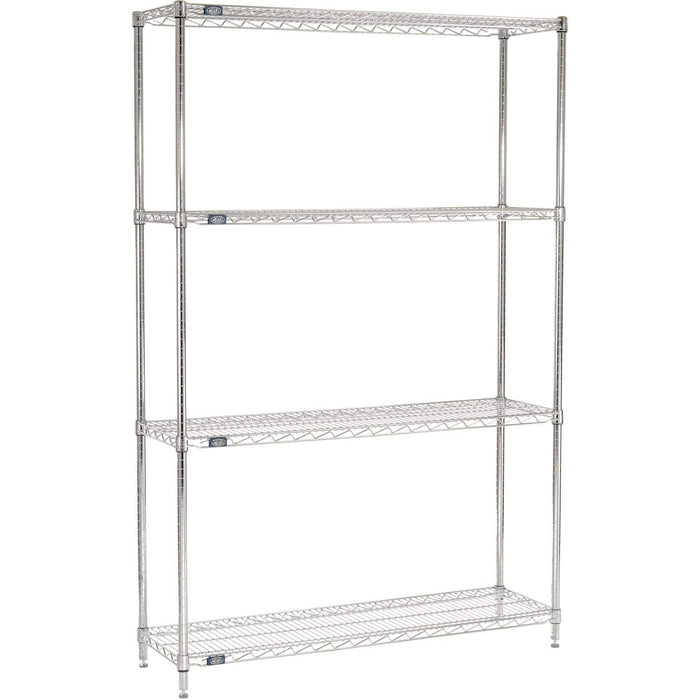 Nexel 14" x 48" x 74", 4 Tier Adjustable Wire Shelving Unit, NSF Listed Commercial Storage Rack, Chrome Finish, leveling feet