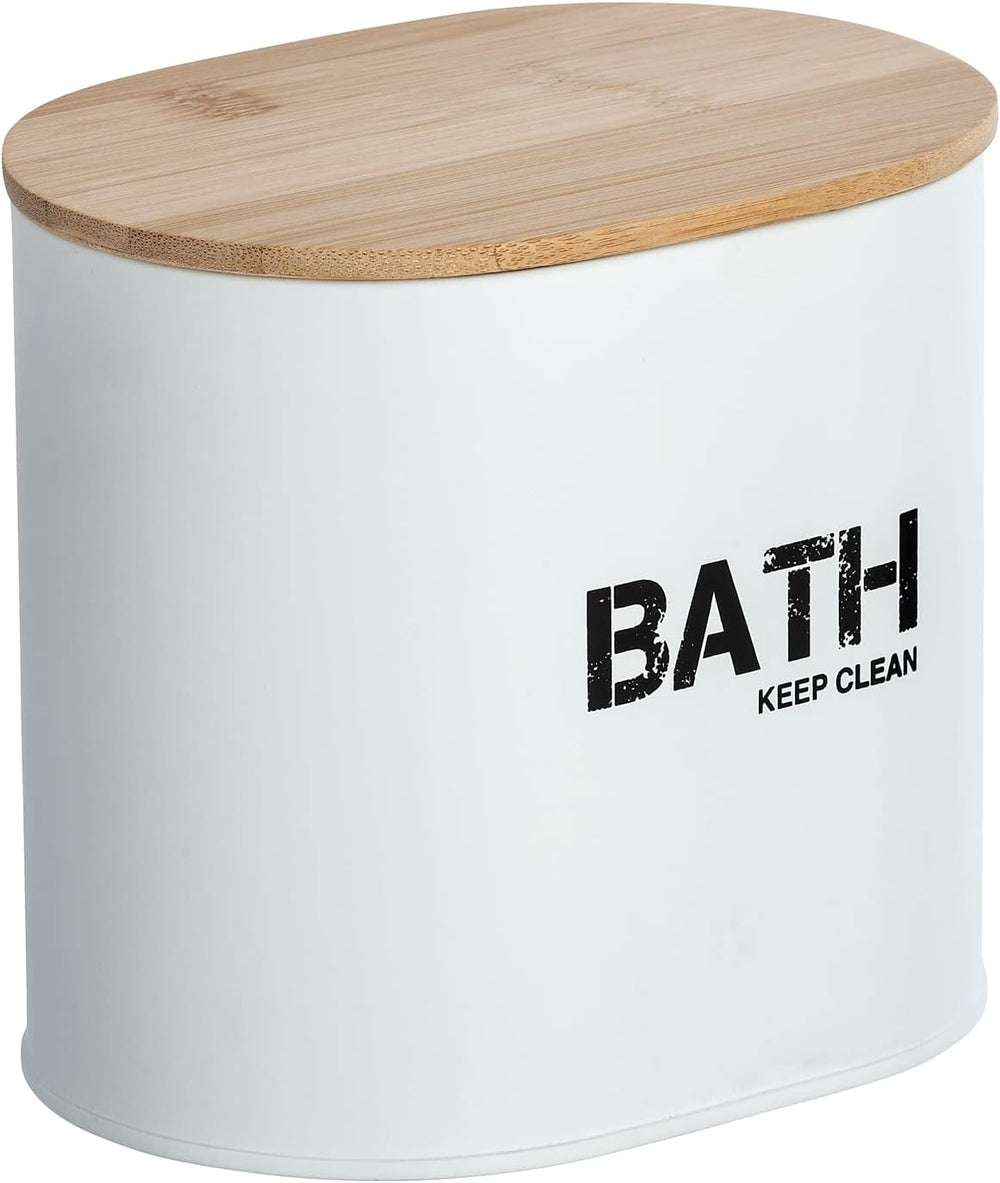 Wenko 23699100 Bathroom Box, White/Brown, 14.5 x 13.5 x 10.5 cm