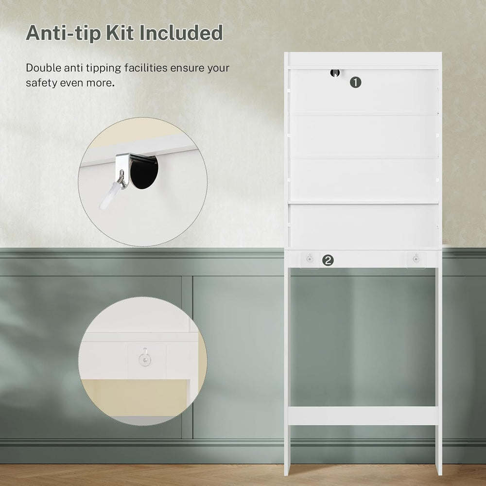 TEENFON Over The Toilet Storage Cabinet with 4 Open Shelves and Adjustable Sh...