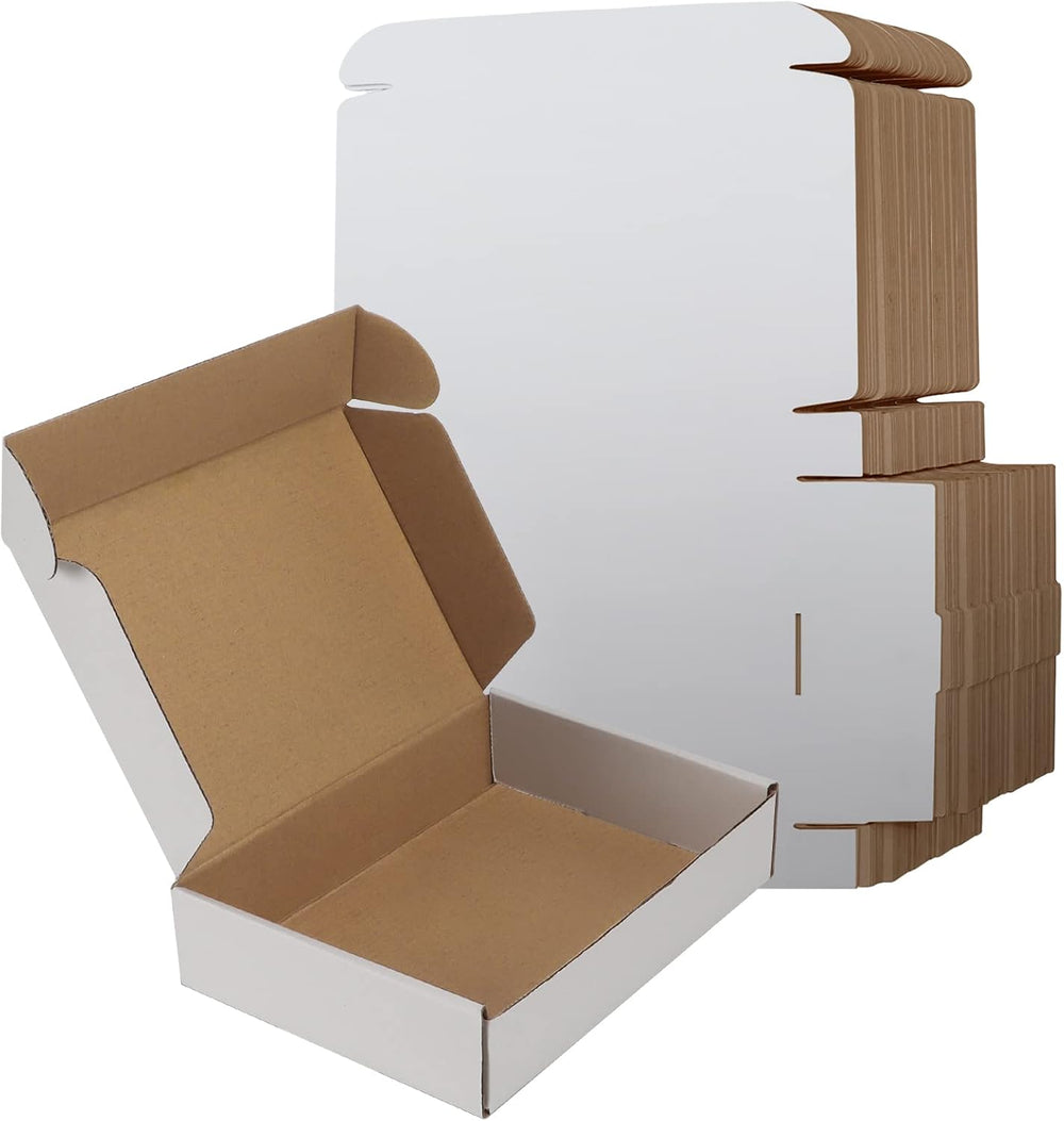 RLAVBL 9x6x2 Shipping Boxes Set of 50, White Small Corrugated Cardboard Box, ...