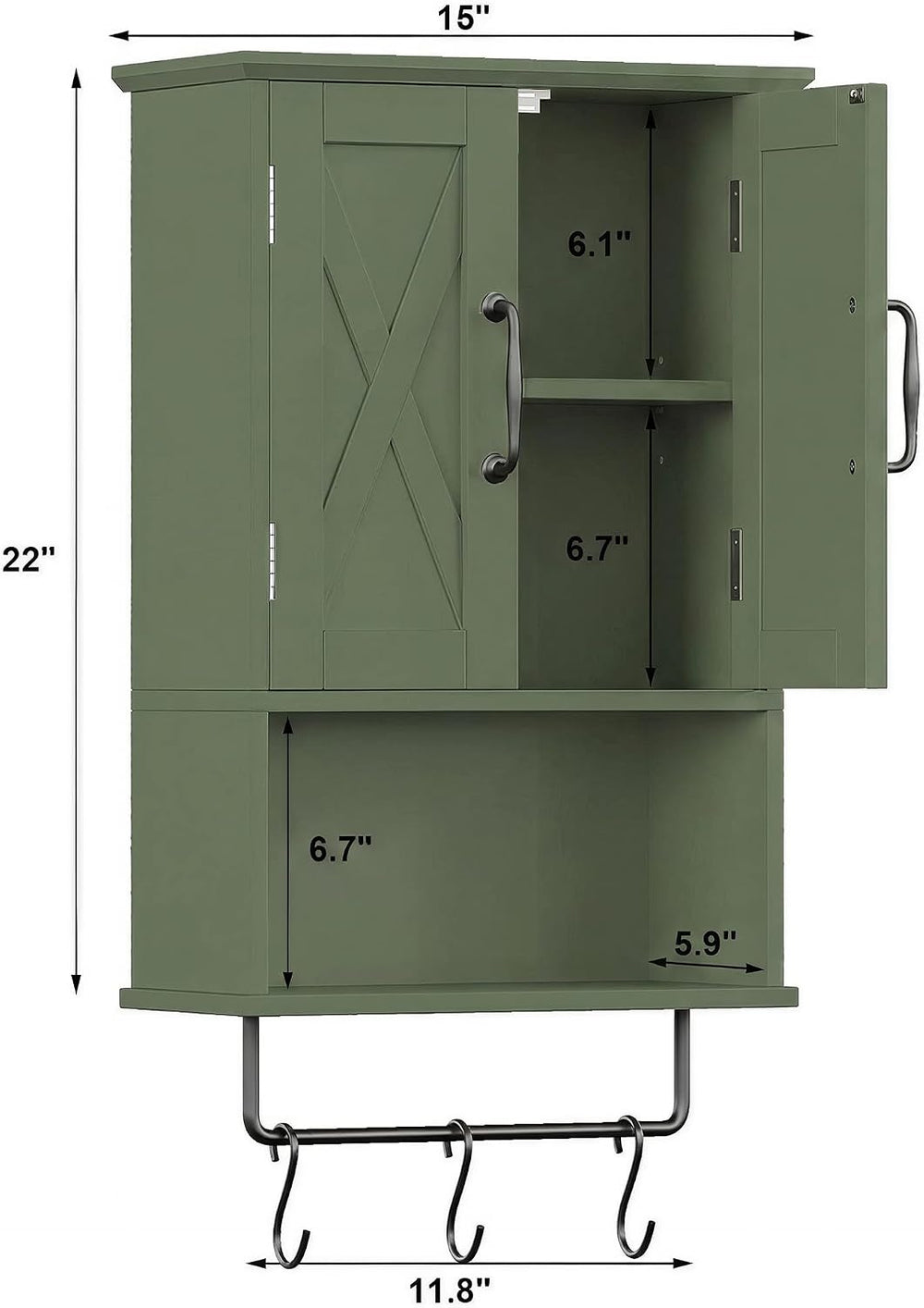 ChooChoo Small Medicine Cabinet with Towel Bar, Hanging Storage, 3 Hooks
