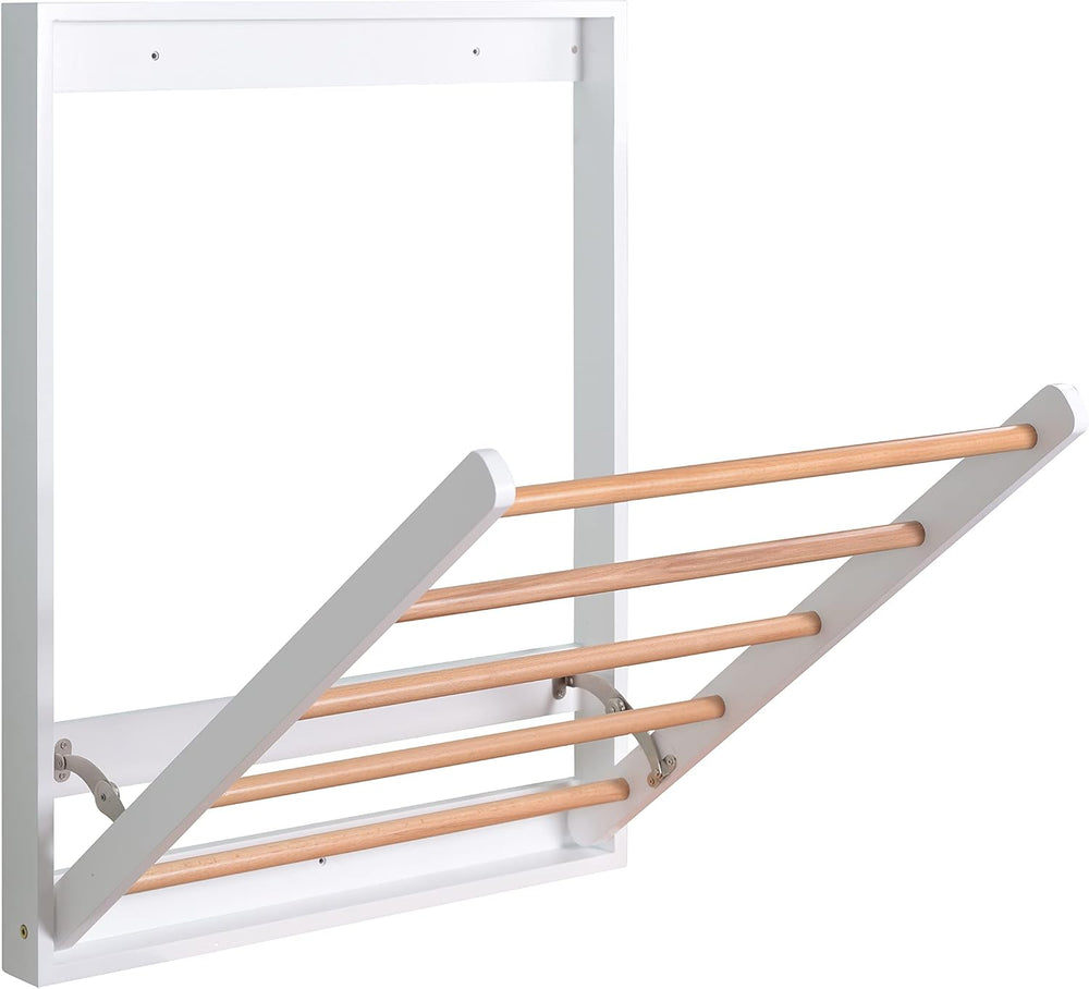 Wooden Wall Mounted Clothes Drying Rack, Foldable Laundry Rack