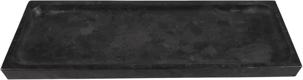 Matte Black Granite Vanity Tray - Natural Stone Rectangular Catchall, 10.6&qu...