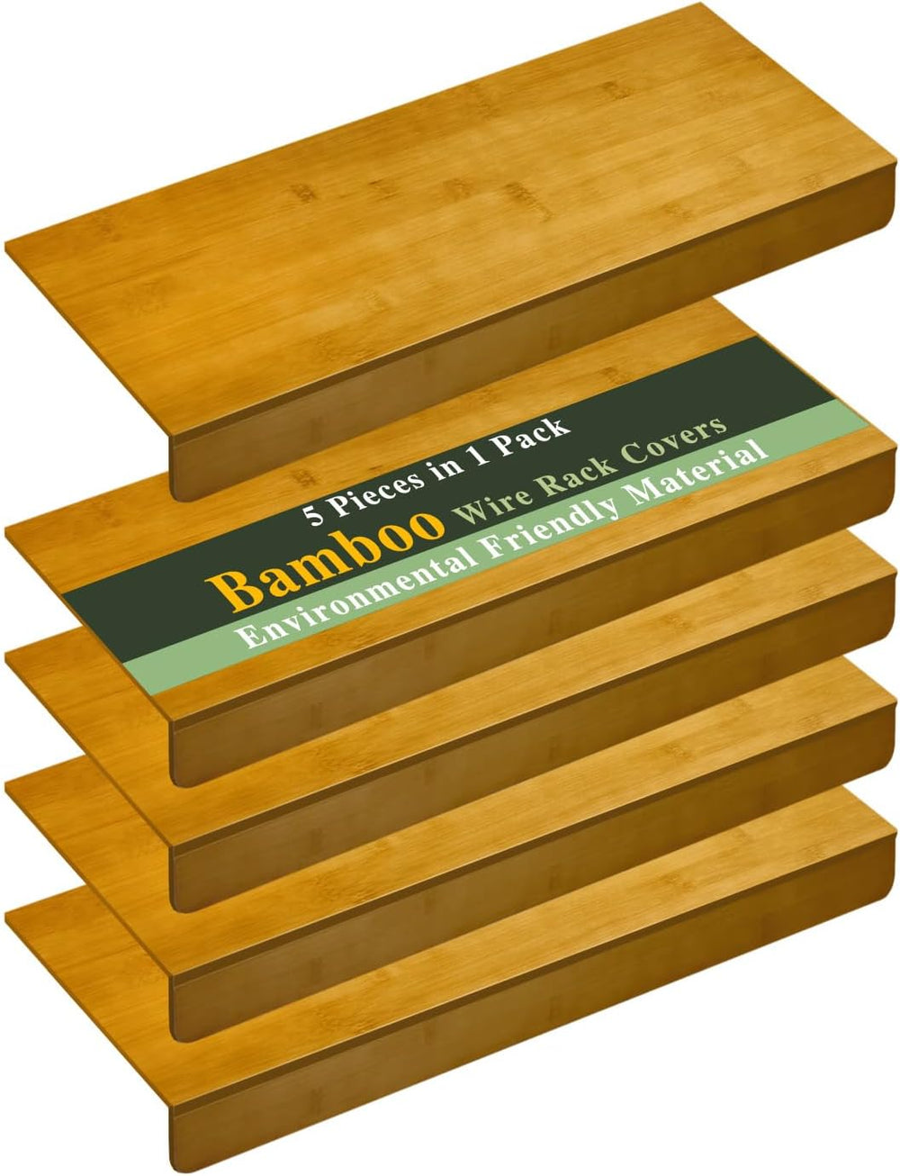 5 Pack Bamboo Wire Shelf Covers,0.47in Thick Snap-On Removable Bamboo Wire Ra...