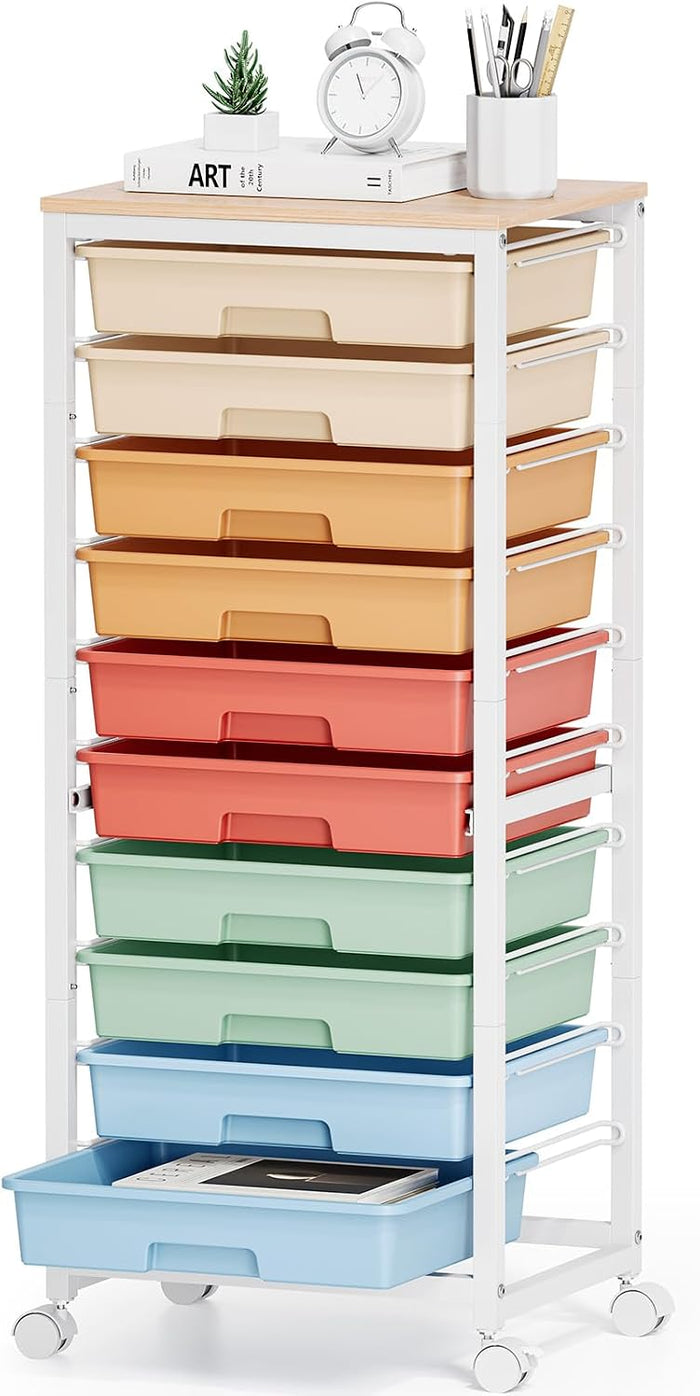 SYKIARIOL 10 Drawer Rolling Cart,Rainbow