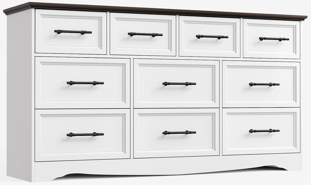 YANSNWO White 10 Drawer Dresser for Bedroom, 59" Wide Chest of Drawers