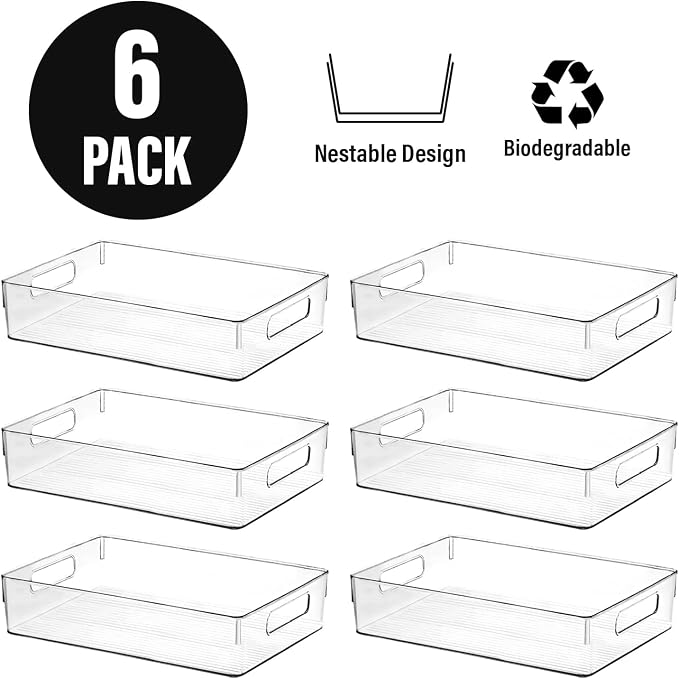 Clear Plastic Storage Bins, Pantry Organizers and Storage or Kitchen