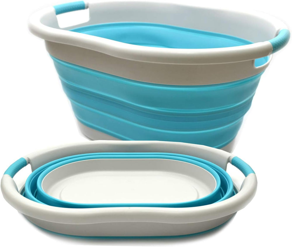 SAMMART 36L (9.5 Gallon) Set of 2 Collapsible Plastic Laundry Basket - Oval T...