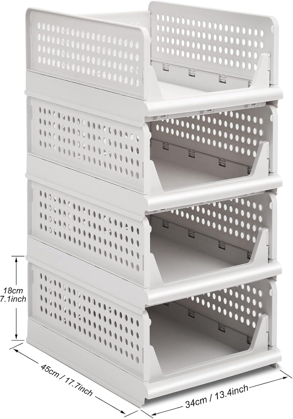 Phyllia 4 Pack Closet Organizers Stackable Storage Bins, Plastic Collapsible ...