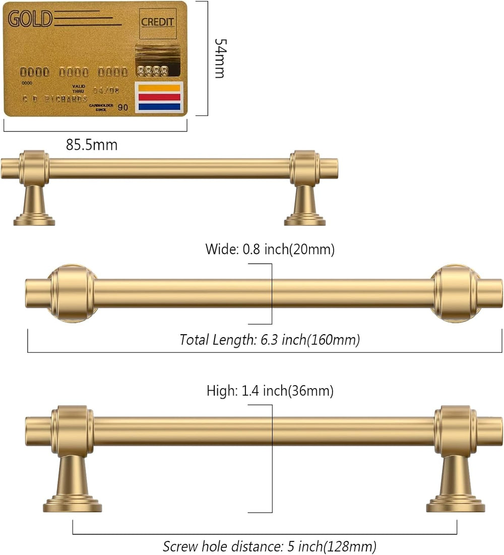 Amerdeco 10 Pack Champagne Bronze Cabinet Pulls 5 Inch(128mm) Hole Center Dra...