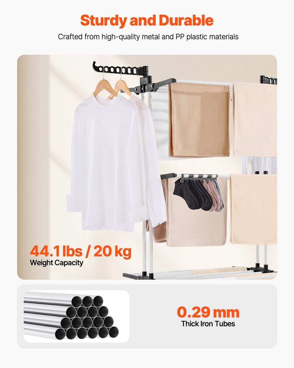 VEVOR Clothes Drying Rack, 4-Tier Foldable Laundry Dryer Rack, Metal Drying R...