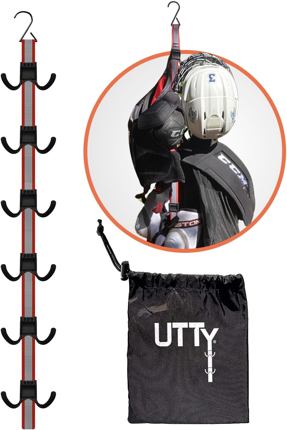UTTY Multipurpose Portable Hanging Rack - Vertical Hockey Gear Drying Rack