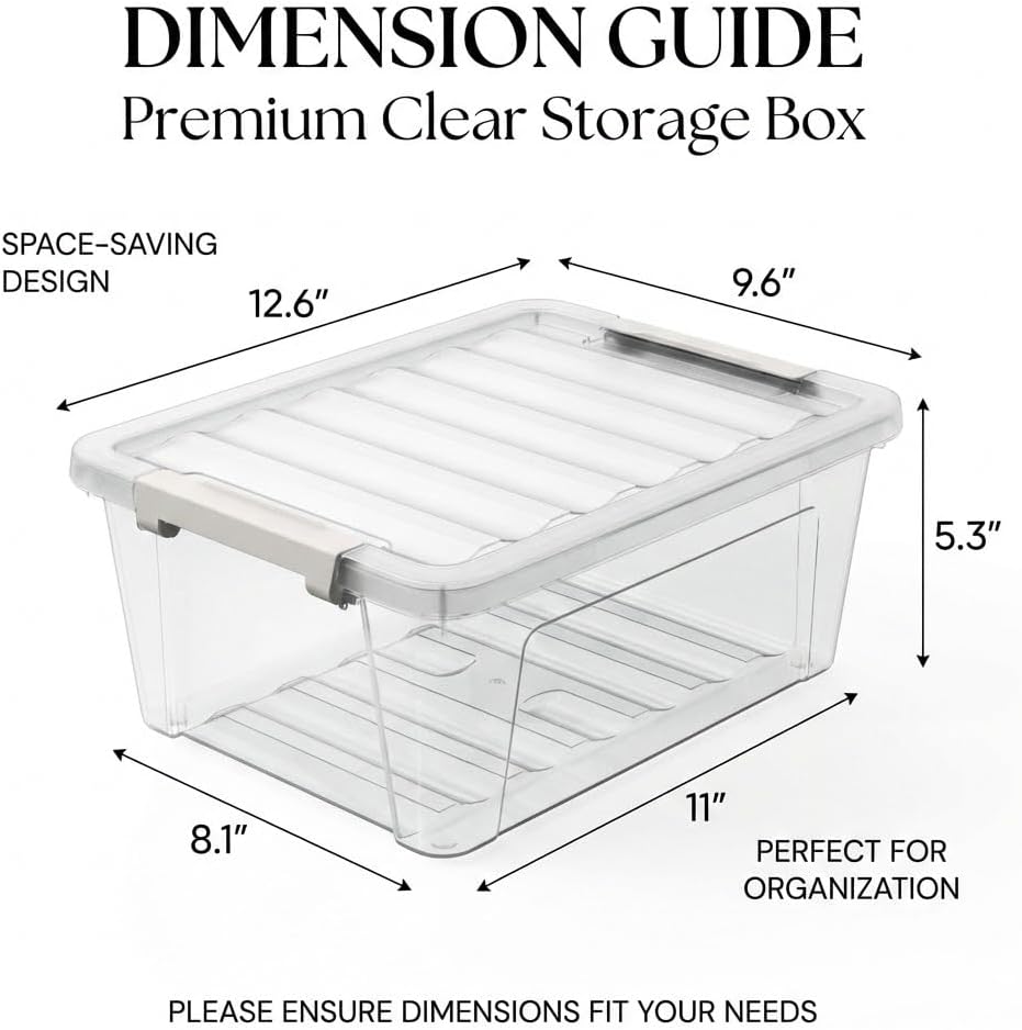 WYT 6-Pack Clear Plastic Storage Bins with Lids, 8 Quart Organizer Container ...