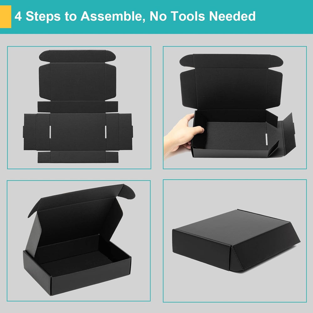 Mcfleet 13x10x3" Black Shipping Boxes - Corrugated Cardboard Mailing Box...