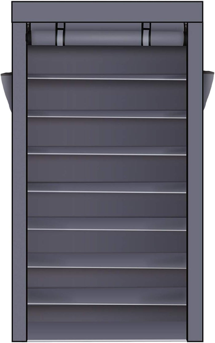Shoe Rack, 10 Tier Shoe Organizer with Dust Cover, Closet Shelf for up to 45 Pairs of Shoes, Suitable for Sneakers, High Heels, Flats, and Boots (Grey)