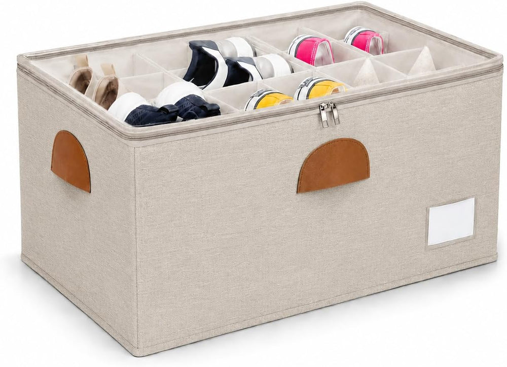 1 Pack Shoe Organizer for Closet with Adjustable Divider Shoe Storage Box