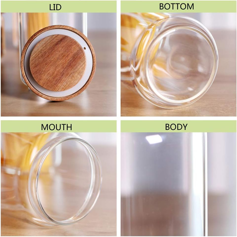 Glass Canisters Set of 5 for the kitchen, Glass Storage Container jars with A...
