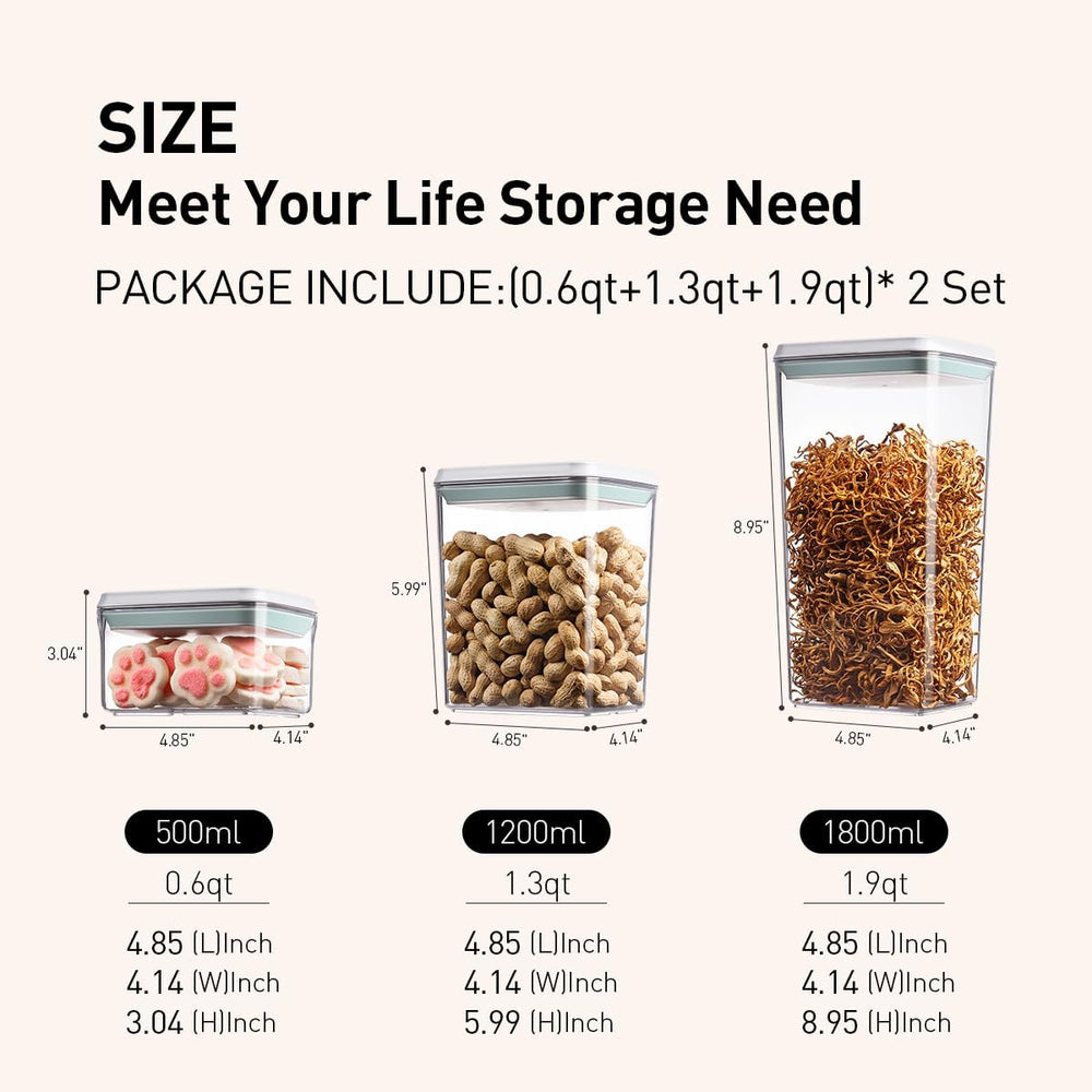 Pop Food Storage Containers Set, 6Pcs Airtight Containers with Lids for Kitch...