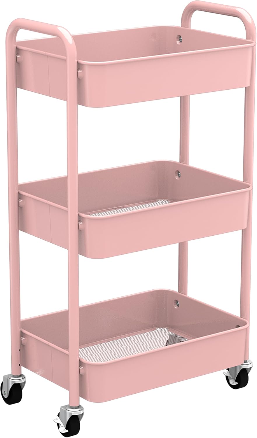 CAXXA 3-Tier Rolling Metal Storage Organizer - Mobile Utility Cart with Caste...