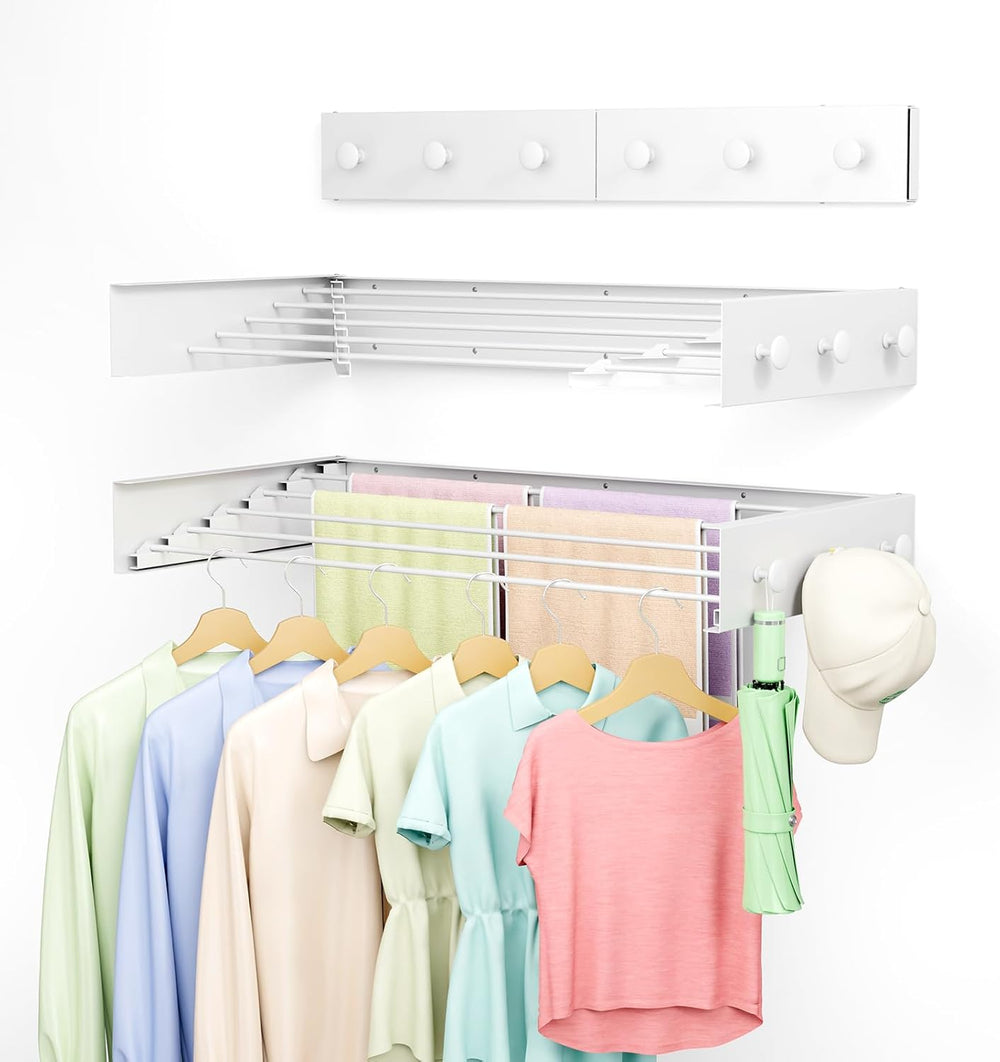 Collapsible Laundry Drying Rack Wall Mounted - 31.5 Inch Metal Clothing Dryin...