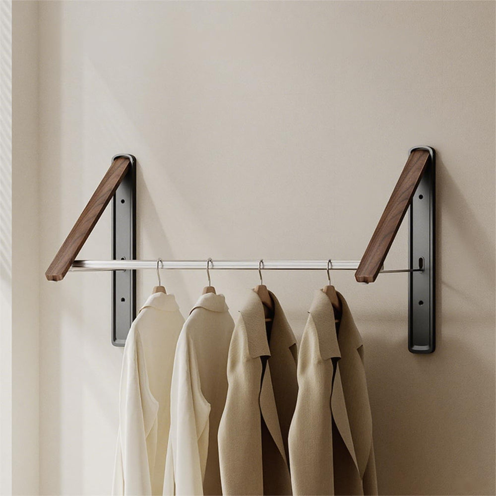 Wall-Mounted Retractable Clothes Drying Rack(Walnut, 2 Pack)