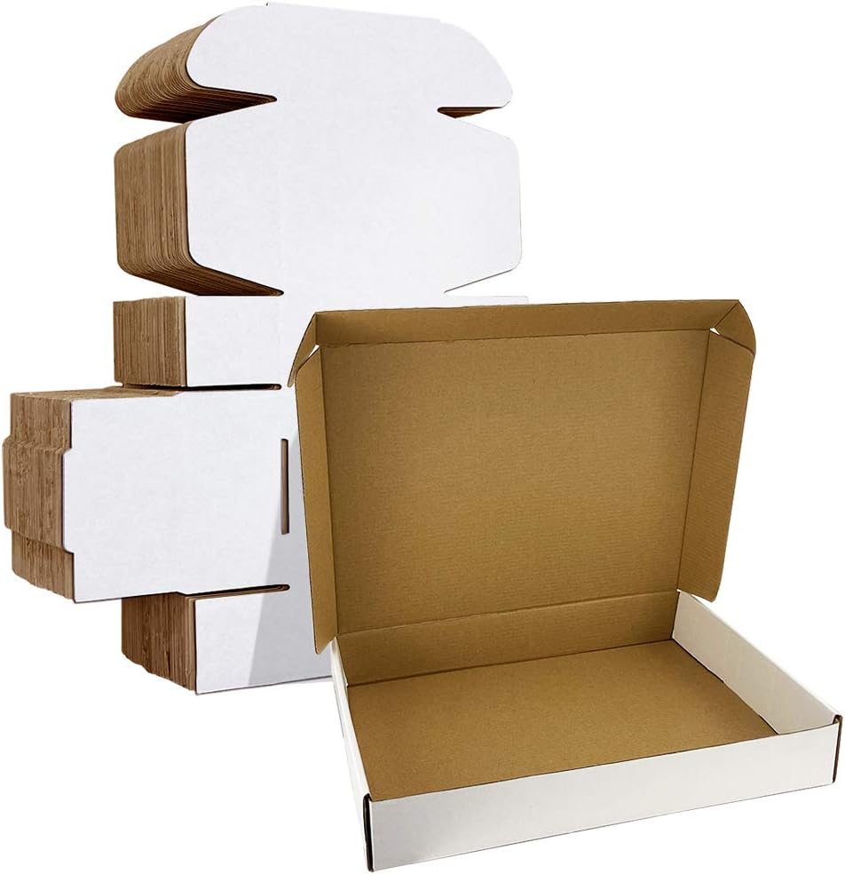 HORLIMER 13x10x2 inches Shipping Boxes Set of 25, White Corrugated Cardboard ...