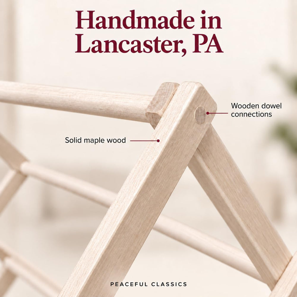 Peaceful Classics Wooden Folding Laundry Rack, 60x40x20 Inches