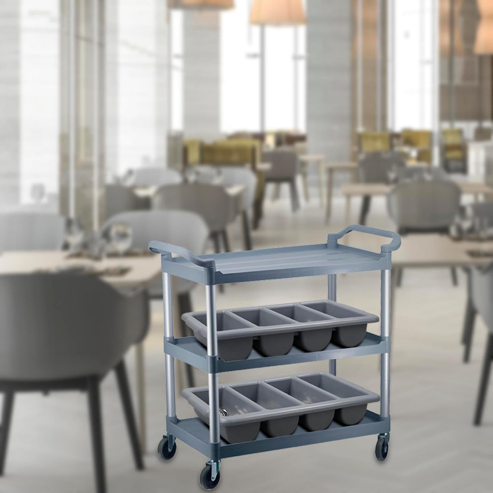 Begale 4-Pack Commercial Cutlery Bin, 4-Compartment Cutlery Bin, Gray