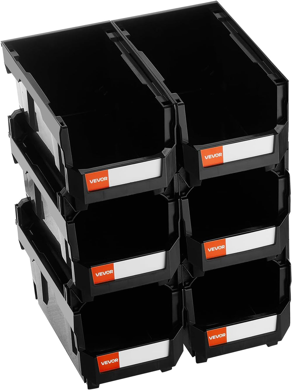 VEVOR Plastic Stackable Storage Bins, 14.8 x 8.5 x 7.1 inch (6 Pack), Plastic...