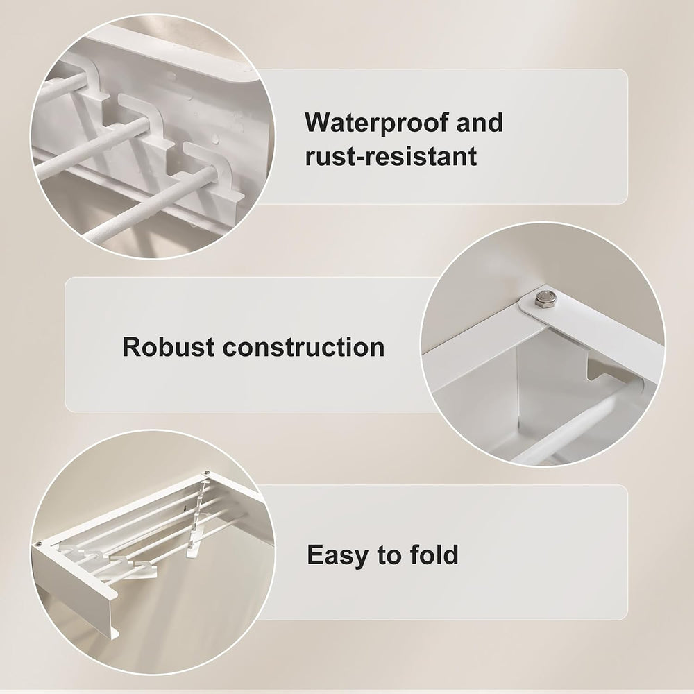 Wall Mounted Clothes Drying Rack,White 19.7",