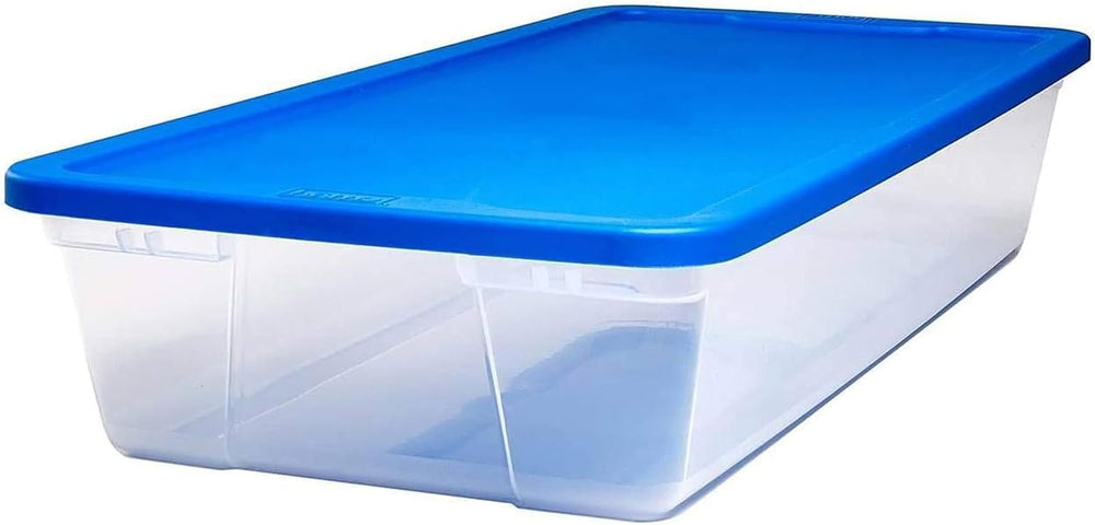 HOMZ 2-Pack Snaplock, Large Clear Plastic Storage Organizer Bins w/Lids, 41 Q...