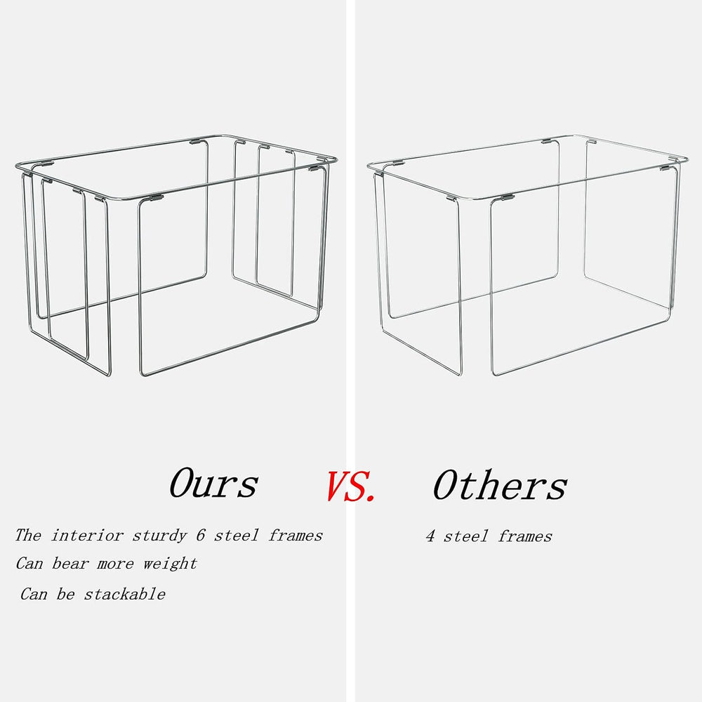 FHSQX 2 Pack Clear Window Storage Bins - Large Stackable Linen Fabric Storage...