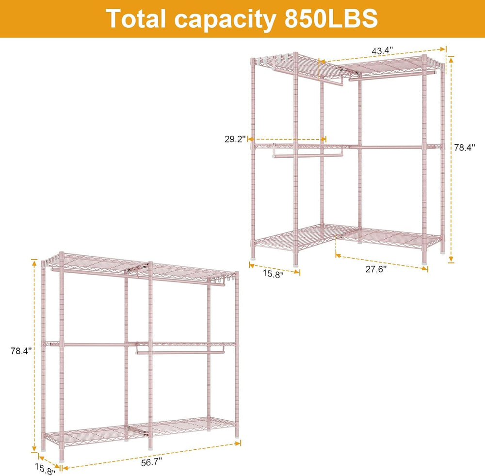 ULIFHOME E15 Garment Rack L Shaped Clothes Rack for Corner,Freestanding Cloth...