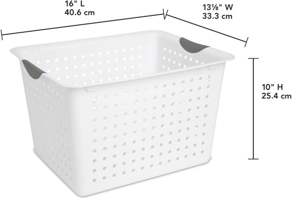 Sterilite Deep Ultra Basket, Open Top Plastic Storage Organizer, 18-Pack